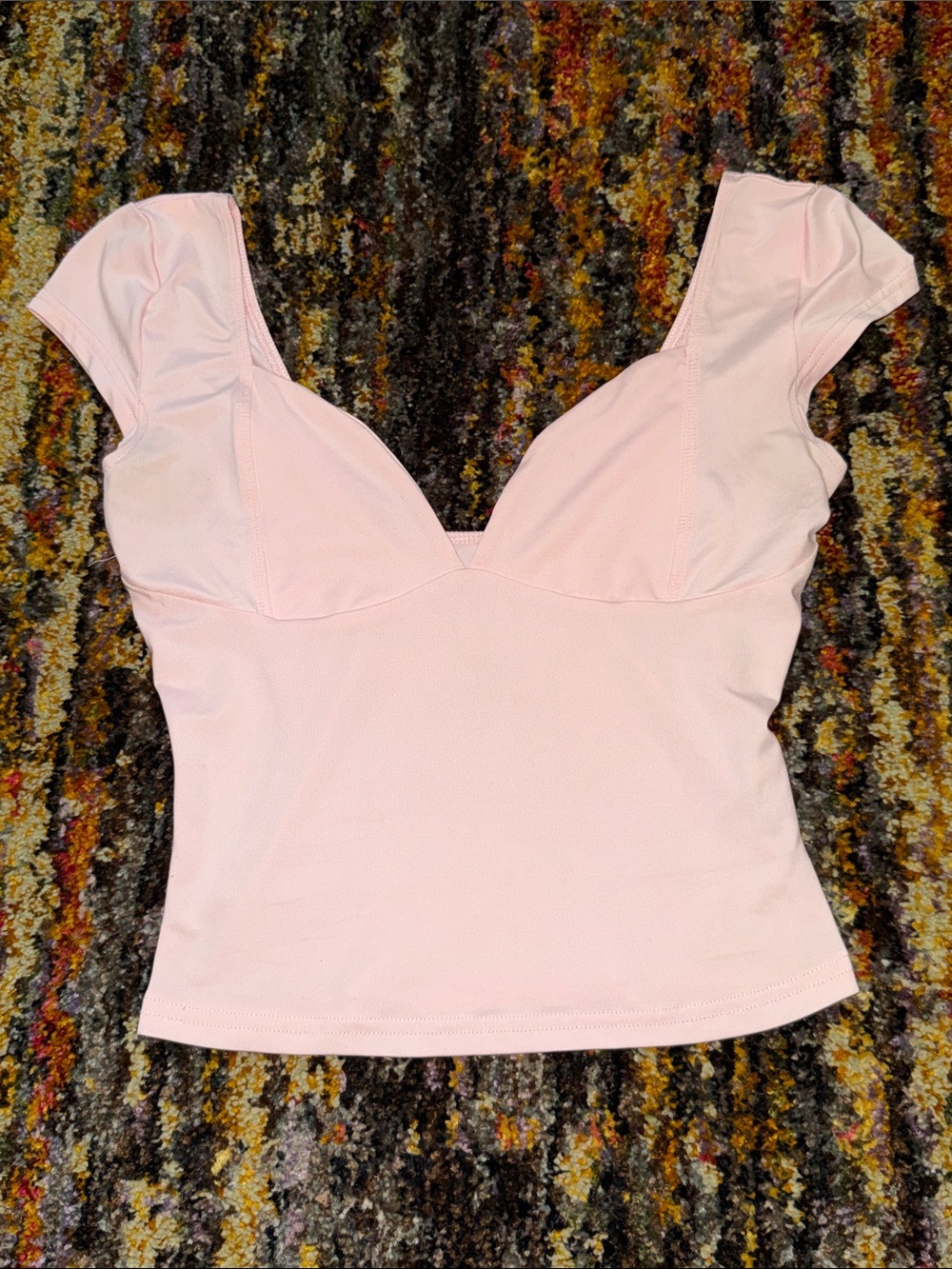 Light Pink Cap Sleeve V-Neck Crop Top